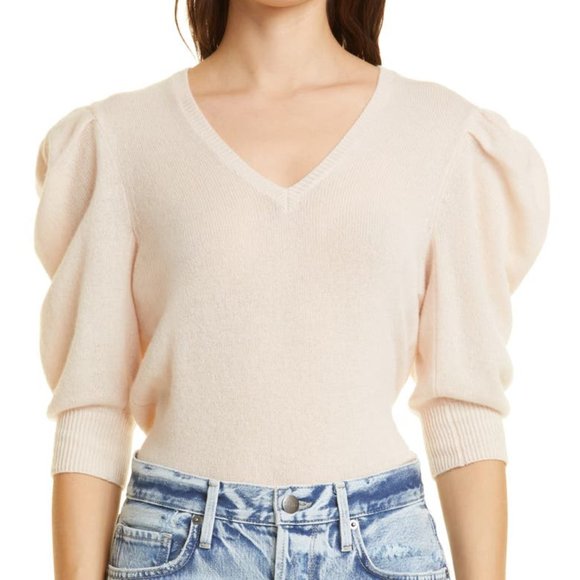 Frame Denim Sweaters - FRAME Pleated Sleeve Cashmere Sweater size Large